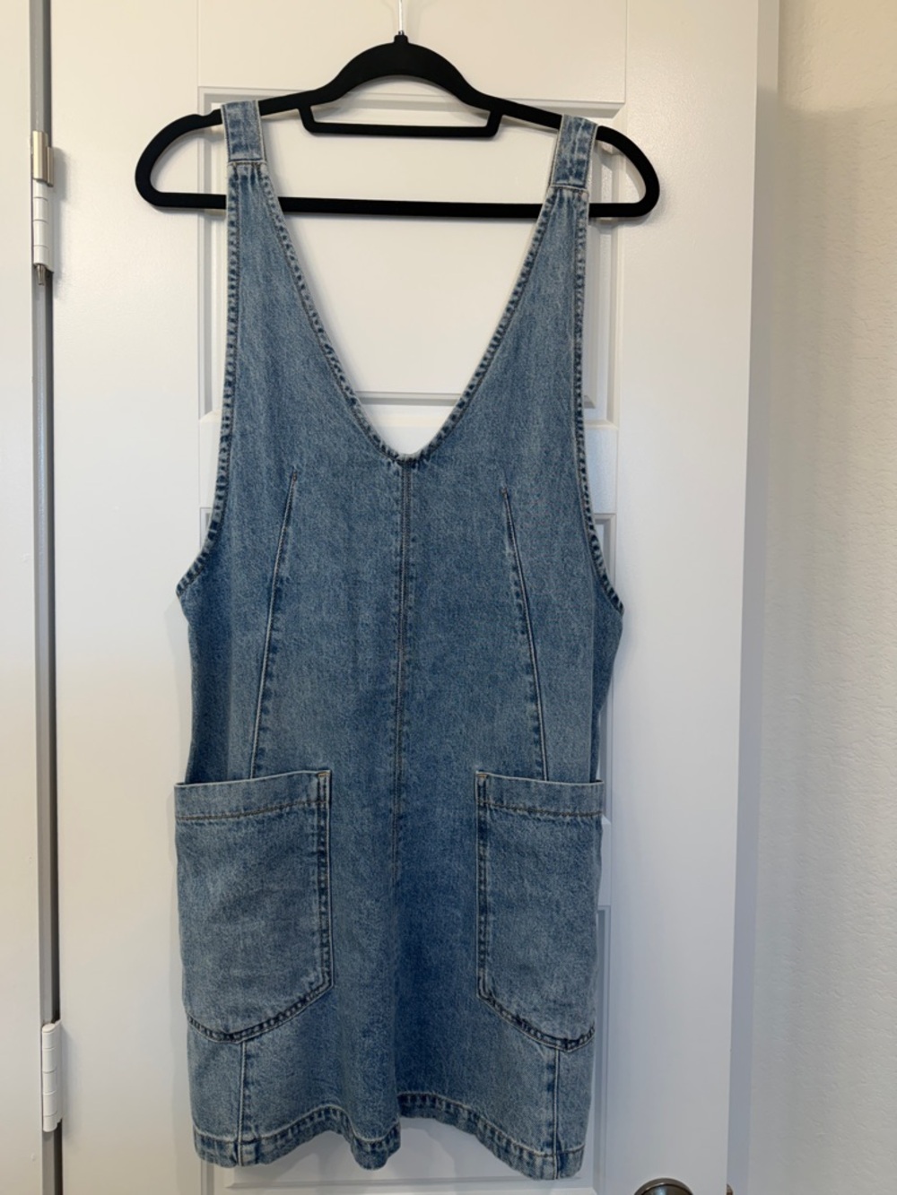 We The Free Light Blue Denim Pinafore Dress